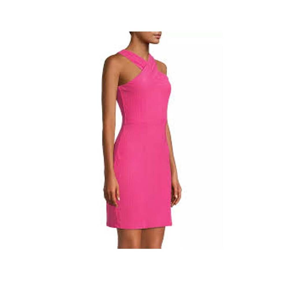 NWT MICHAEL Kors Bold Baddie Body Con Barbie Pink Party Minidress Size Large